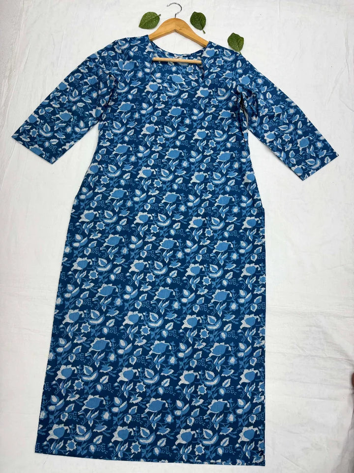 Cotton Indigo Blue Top & Bottom Set