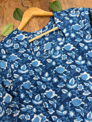 Cotton Indigo Blue Top & Bottom Set