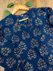 Indigo Bagru Handblock Print Top & Bottom Set for Women