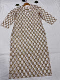 Cotton White Buti Print Top & Bottom Set