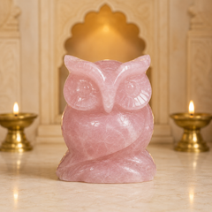ROSE QUARTZ OWL (LOVE STONE) SIZE: 2.5 - 3 INCHES, 150 GMS