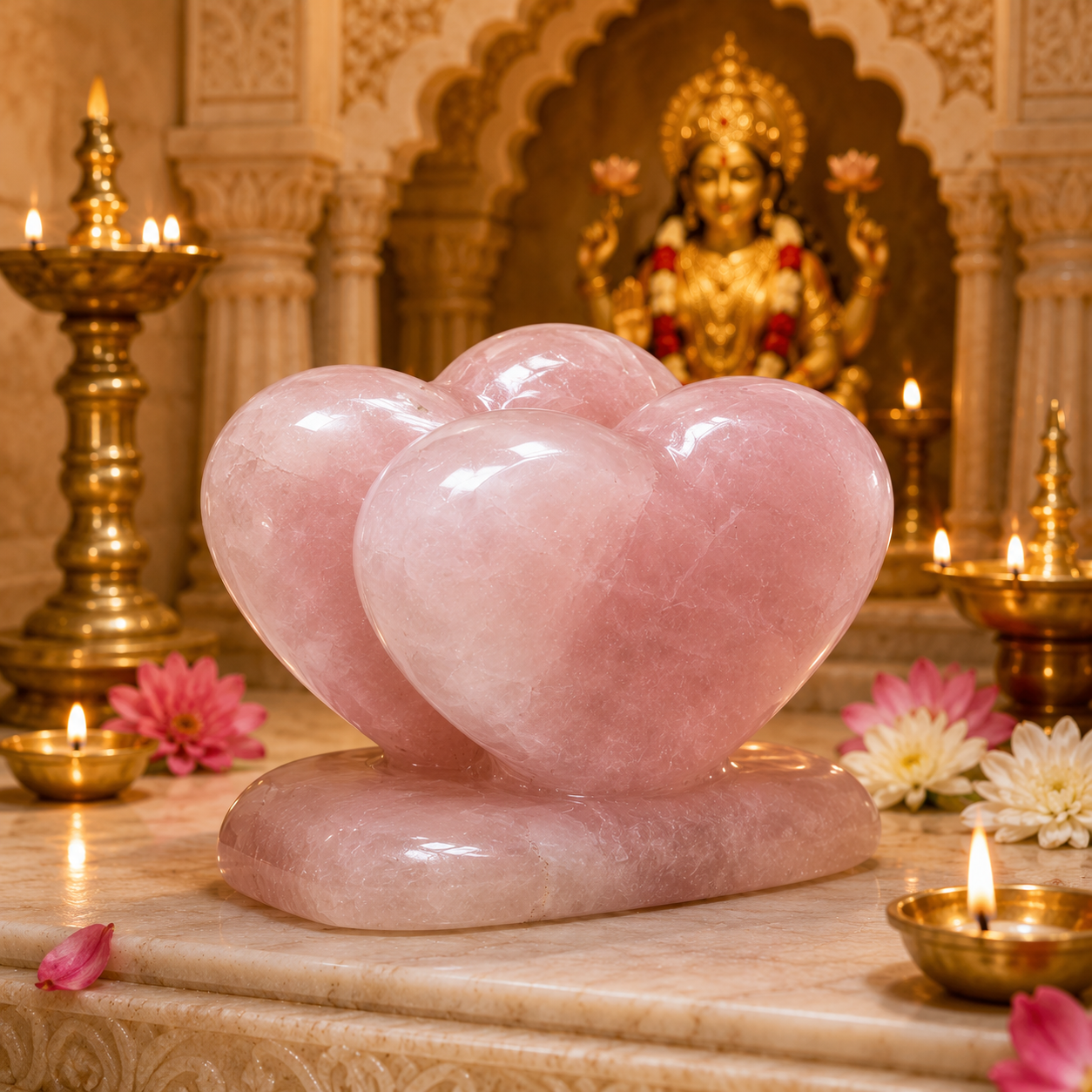ROSE QUARTZ TWINFLAME HEART (LOVE STONE) SIZE: 2.5 INCHES, 200 GMS