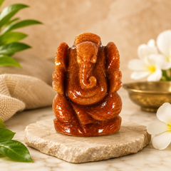 RED CARNELIAN CRYSTAL GANESH JI (STONE OF MOTIVATION AND COURAGE) SIZE: 2 INCHES, 80-90 GMS