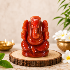 RED CARNELIAN CRYSTAL GANESH JI (STONE OF MOTIVATION AND COURAGE) SIZE: 2 INCHES, 80-90 GMS