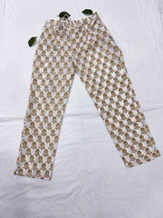 Cotton White Buti Print Top & Bottom Set