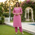 Pink Floral Print Kurta and Bottom Set for Women