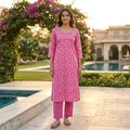 Pink Floral Print Kurta and Bottom Set for Women